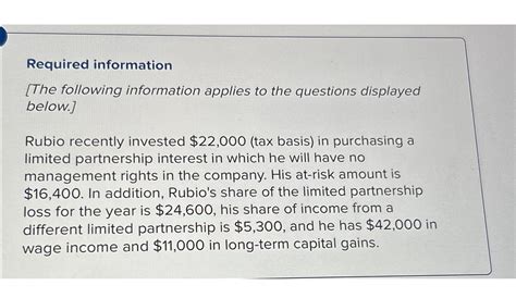 Solved A How Much Of Rubio S Loss Is Allowed Chegg