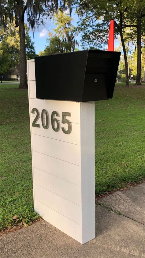 Modern Mid Century Wooden Mailbox Post In 2022 Modern Mailbox Wooden