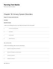 Chapter 18 Urinary System Disorders Nursing Test Banks Pdf Nursing