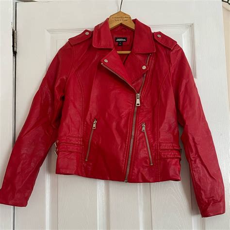 Red Faux Leather Jacket Gem