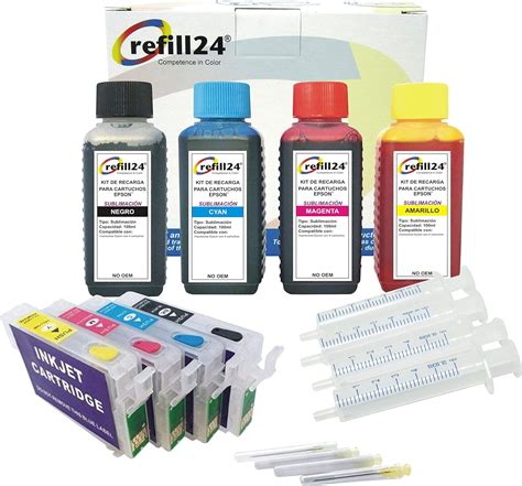 Refill24 Kit De Recharge Pour Cartouches D Encre Epson T0711 Amazon Fr