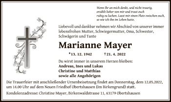 Traueranzeigen Von Marianne Mayer Trauer Op Online De