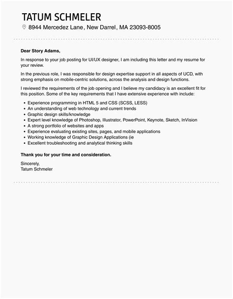 Uiux Designer Cover Letter Velvet Jobs