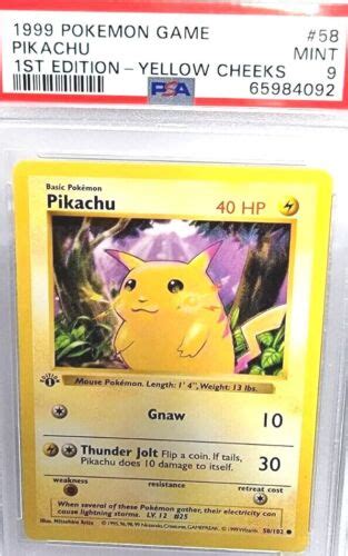 Psa St Edition Base Set Pikachu Yellow Cheeks Pokemon Card