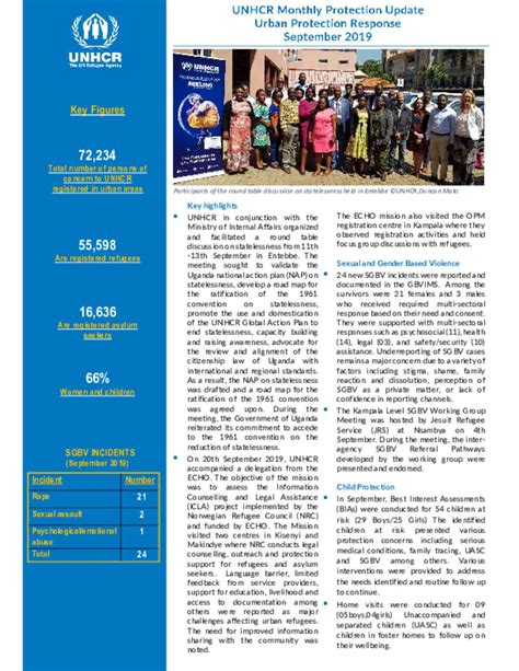 Document UNHCR Urban Protection Thematic Report September 2019