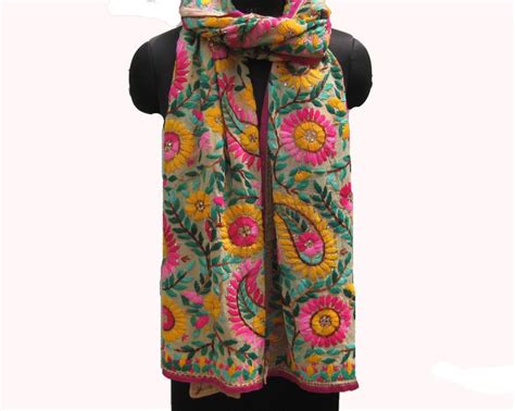 Phulkari Scarf Phulkari Stole Georgette Scarf Scarf Multicolored