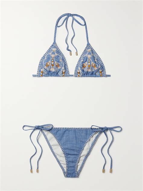 Zimmermann Laurel Chambray Bikini In Blue ModeSens