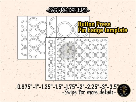 Button Press Pin Badge Template 85x11 Inch Paper Svg Cut File Etsy