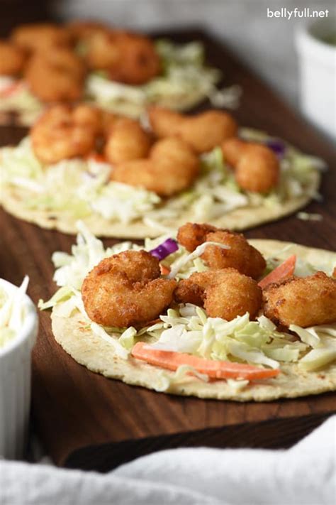 Popcorn Shrimp Tacos With Cilantro Lime Sauce