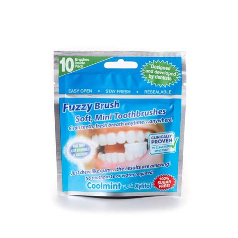 Fuzzy Brush Chewable Toothbrush 10 Pack Convenient Dental Care Solution