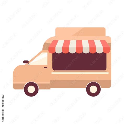 Shop On Wheels Semi Flat Color Vector Object Store In Car Mobile