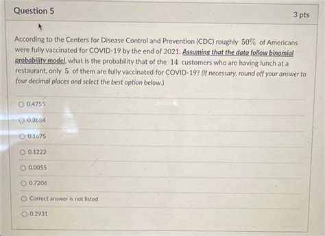 Solved According To The Centers For Disease Control And Chegg