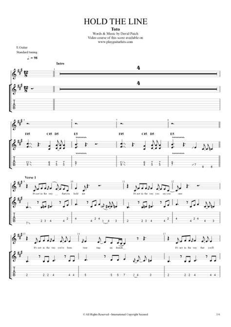 Hold The Line Tab By Toto Guitar Pro Rhythm Guitar By Play Guitar