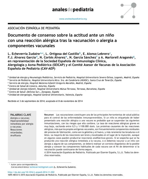 Documento De Consenso Sobre Vacunas Y Alergia Asociación Española De