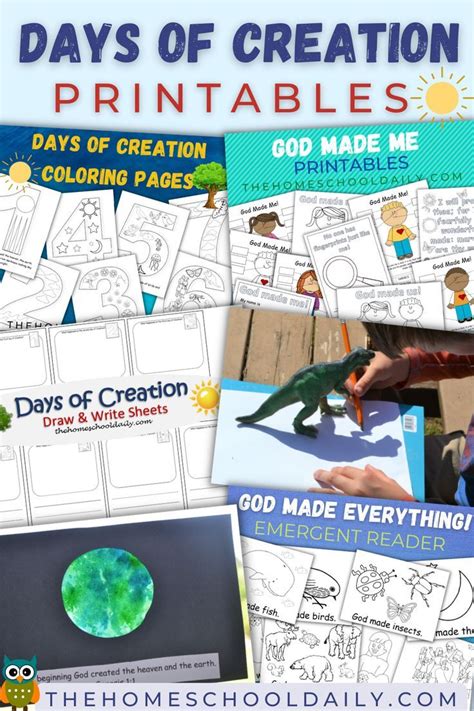 the day of creation printables for kids to use in their homeschool