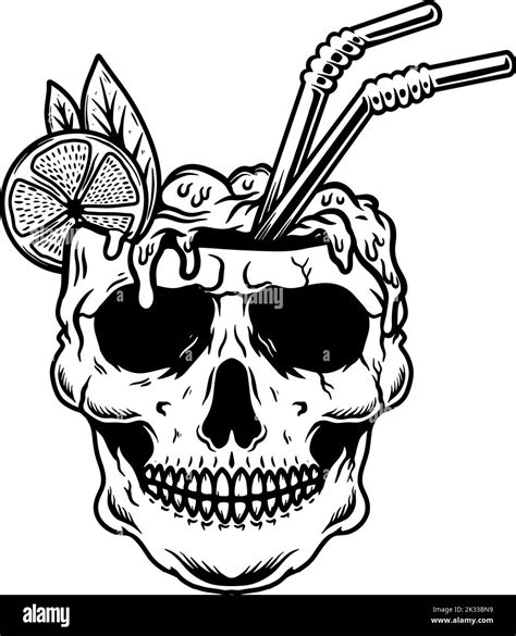 Illustration Of Cocktail Skull Summer Theme Design Element For Poster Card Banner Emblem