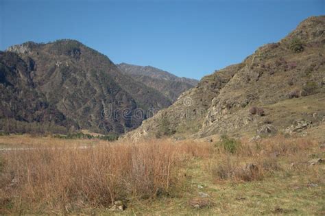 Nude Altai Mountains Against A Clean Blue Sky Altai Siberia Russia Landscape Stock Image