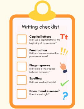 First Grade Writing Checklist by FunintheFirst | TPT