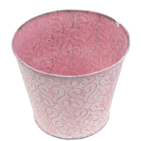 Floristik24 ie Zinc pot with pink decor Ø12cm H10cm buy cheap online