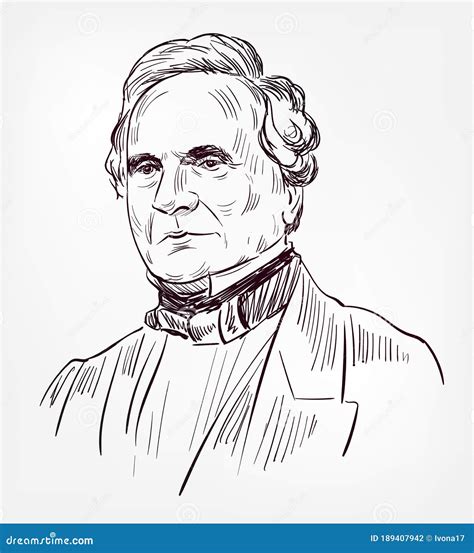 Illustratieportret Voor Charles Babbage Vector Sketch Redactionele