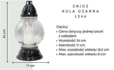 Znicz Lampion Szklany Tradycyjny Kula Czarna Max Pol Wk Ad Gratis L