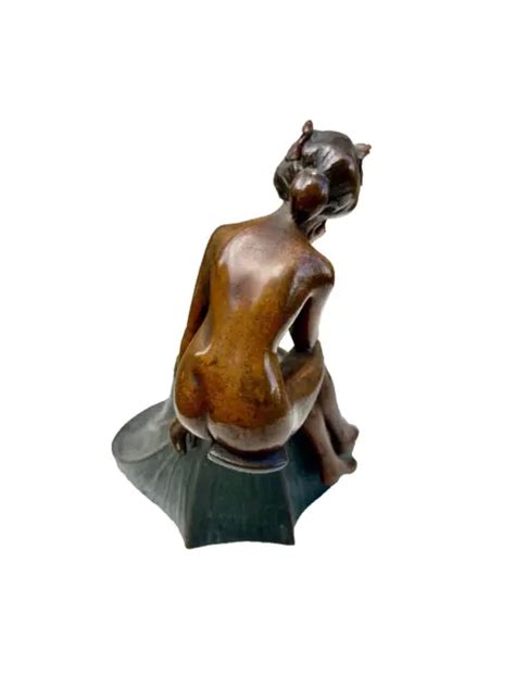 ENCRIER EN BRONZE femme nue ART NOUVEAU signé Dlg de Gustav