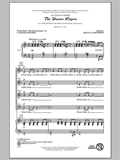 Rollo Dilworth The Dream Keeper Sheet Music For Satb Choir Download Pdf 97481