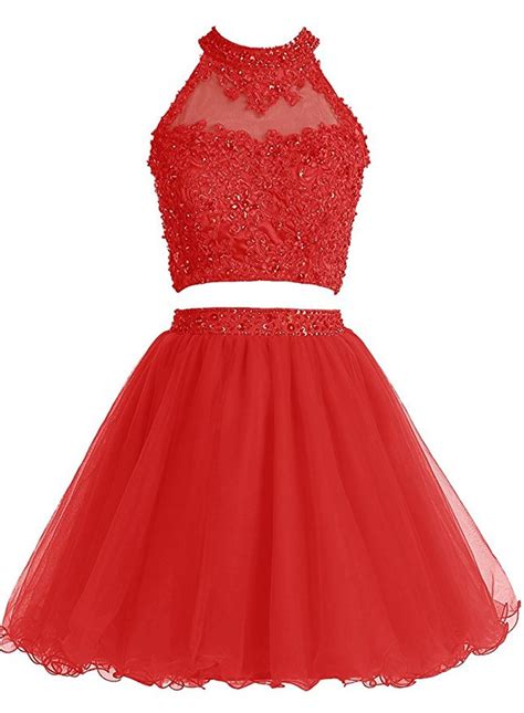 Short Dress Homecoming Grade Graduation Dresses Sexy Red Two Pieces