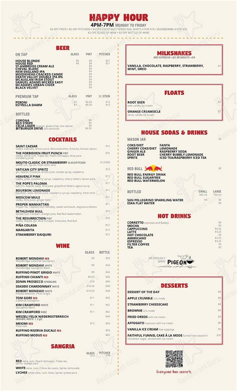 Menu At Notre Boeuf De Gr Ce Pub Bar Montreal Mont Royal Ave E