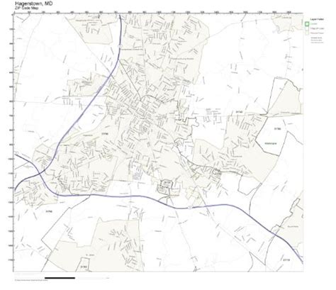 Zip Code Wall Map Of Hagerstown Md Zip Code Map Laminated Office Products