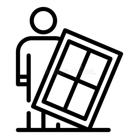 Vector De Contorno De Icono Del Camión De Instalación De Ventanas