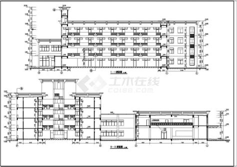 多层宿舍楼建筑的设计平立剖面cad施工图纸宿舍楼土木在线