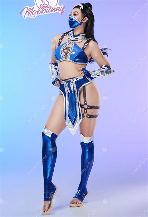 Women Kitana Derivative Sexy Lingerie Costume Hollow Top And Skirt With Mask Cosplay Top