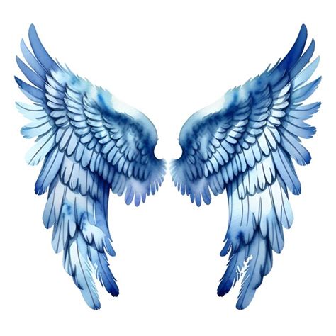 Premium Photo Blue Watercolor Angel Wings Isolated On White Background