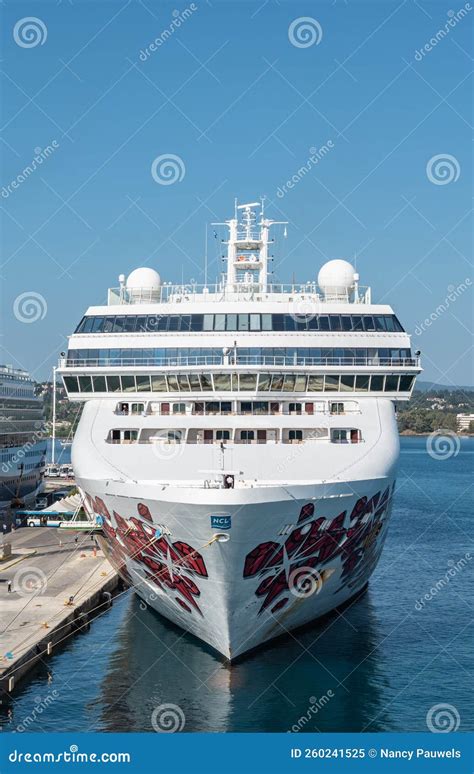 Cruise Ship Norwegian Gem Docked in Port of Corfu, Greece. Editorial ...