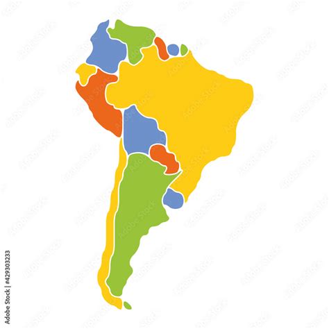 Smooth map of South America continent Stock Vector | Adobe Stock