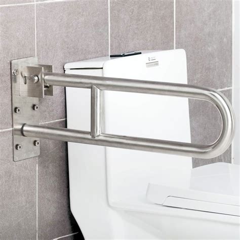 Stainless Steel Flip Up U Shape Toilet Grab Bars Sanitary Ware