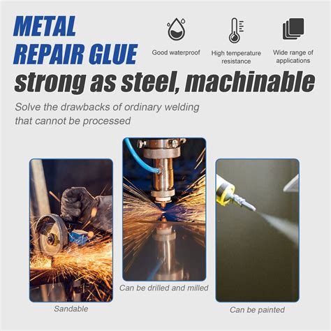 PLMM Metal Glue, Heavy Duty Metal Glue, Super Glue for Metal, Metal Repair Magic AB Glue, Cold ...