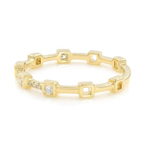 Rachel Koen Diamond Bezel And Pave Set Band Ring K Yellow Gold