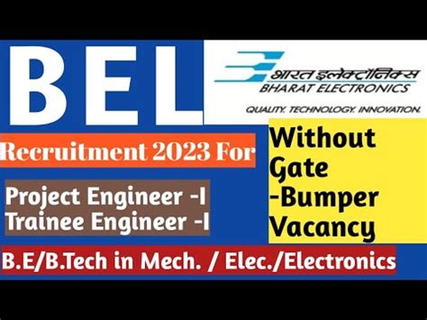 BEL Recruitment 2023 Without GATE Project Engineer And GET Vacancy