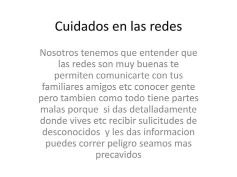 Cuidados En Las Redes Ppt Descarga Gratuita