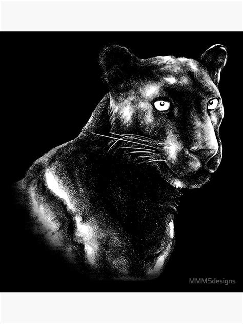 "Black Panther Animal Portrait black and white (dark background ...