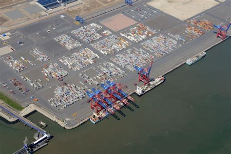 Luftaufnahme Wilhelmshaven Containerterminal Im Containerhafen Des