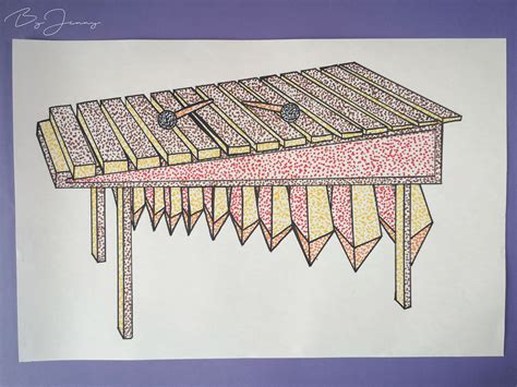 Dibujo De Marimba Instrumento Musical De Guatemala Con Puntillismo