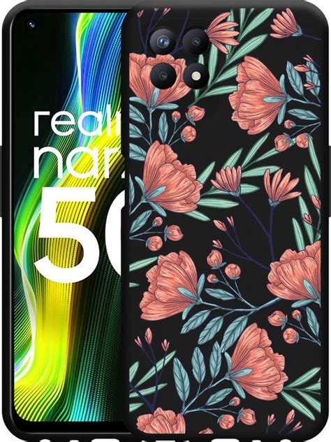 Realme Narzo Hoesje Zwart Poppy Roses Designed By Cazy Bol