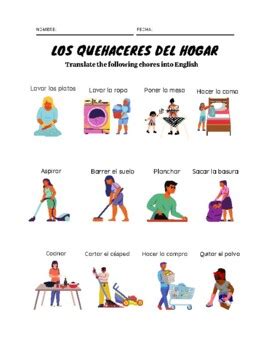 Los Quehaceres Del Hogar Chores At Home By Miss Profe Gonzalez