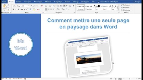 Comment Mettre Une Seule Page En Paysage Word YouTube