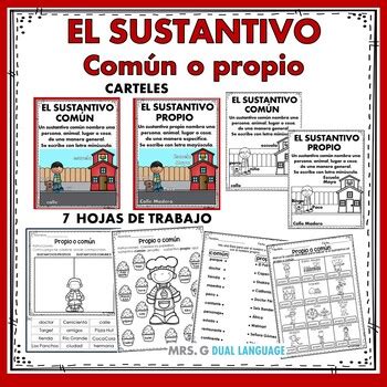 Sustantivos Comunes y Propios by Mrs G Dual Language | TpT