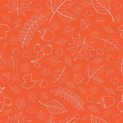 Autumn Seamless Pattern With Elements Of Autumn Leaves Berries And