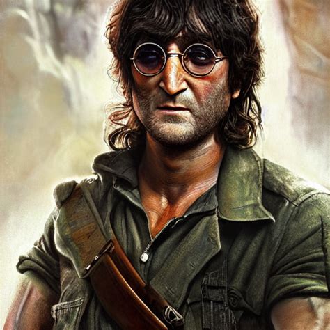 Krea Ai John Lennon As Rambo Ultra Realistic Concept Art